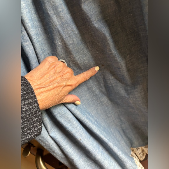 ✨GUNNE SAX Vtg 80’s Chambray Blue White Lace Bib Trim Puff Sleeve Prairie Dress - Picture 15 of 15